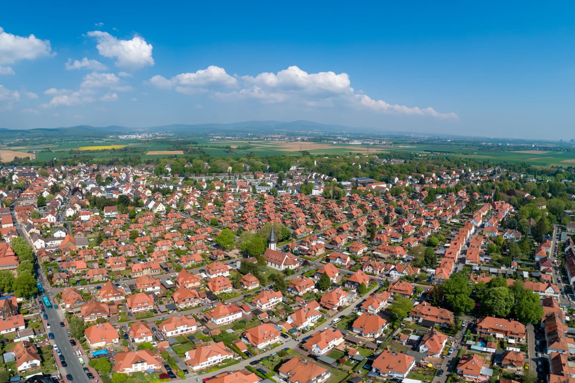 Arbeitersiedlung Kolonie in Frankfurt Zeilsheim von oben